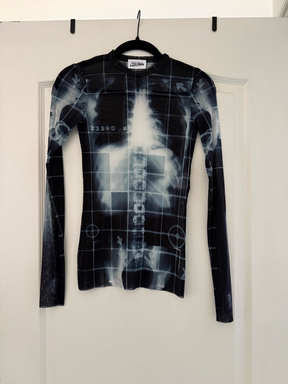 Jean Paul Gaultier Black & White X-Ray Print Long Sleeve Top